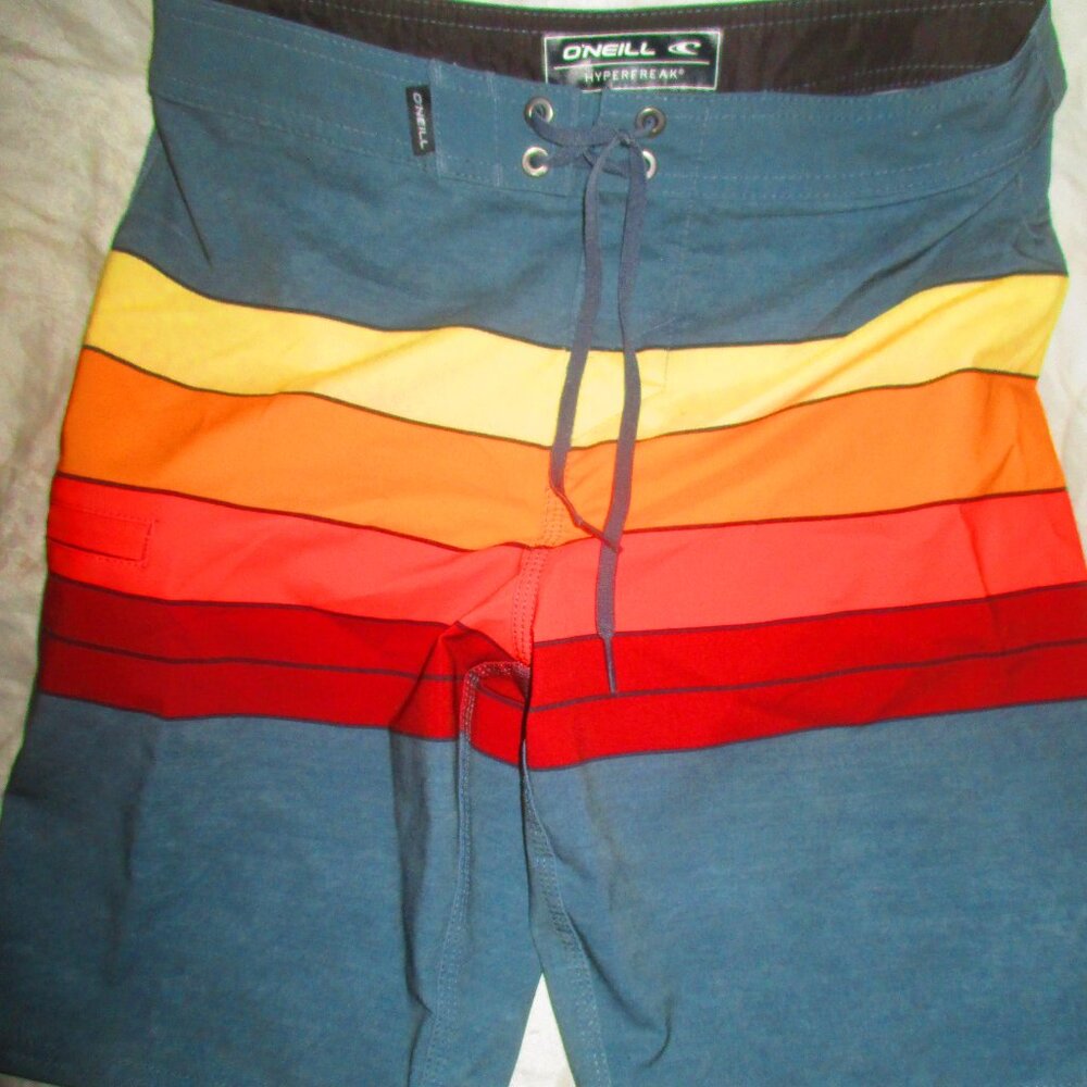 O'Neill Board Shorts Hyperfreak Boy's 26 Waist Surf Swim Trunks Striped
